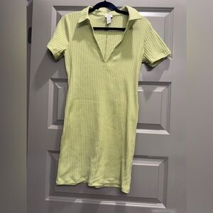 Ribbed Lime Green Mini Dress